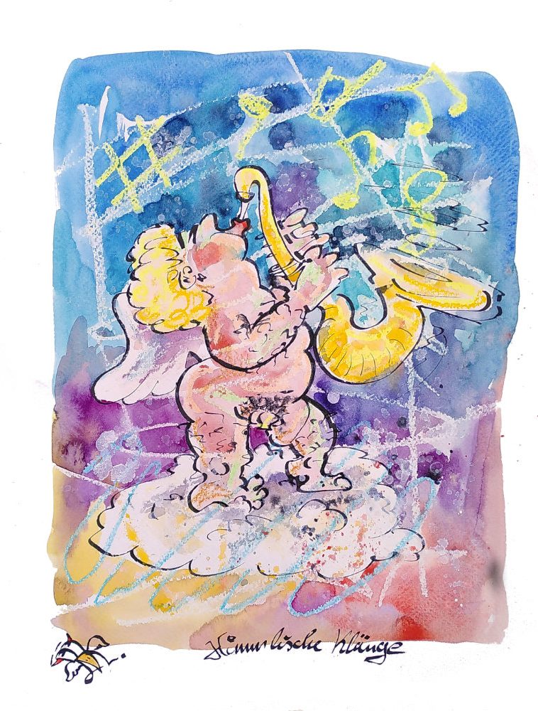  live Painting der Engel spielt Saxophon