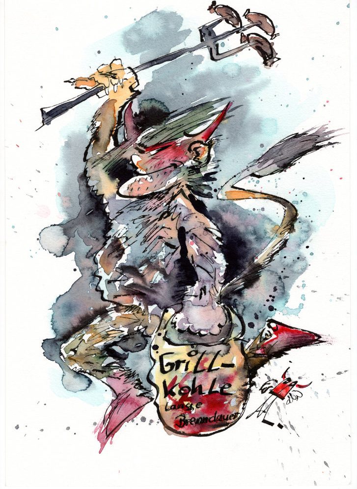  live Painting künstlerische Unterhaltung Teufel spielt Gitarre