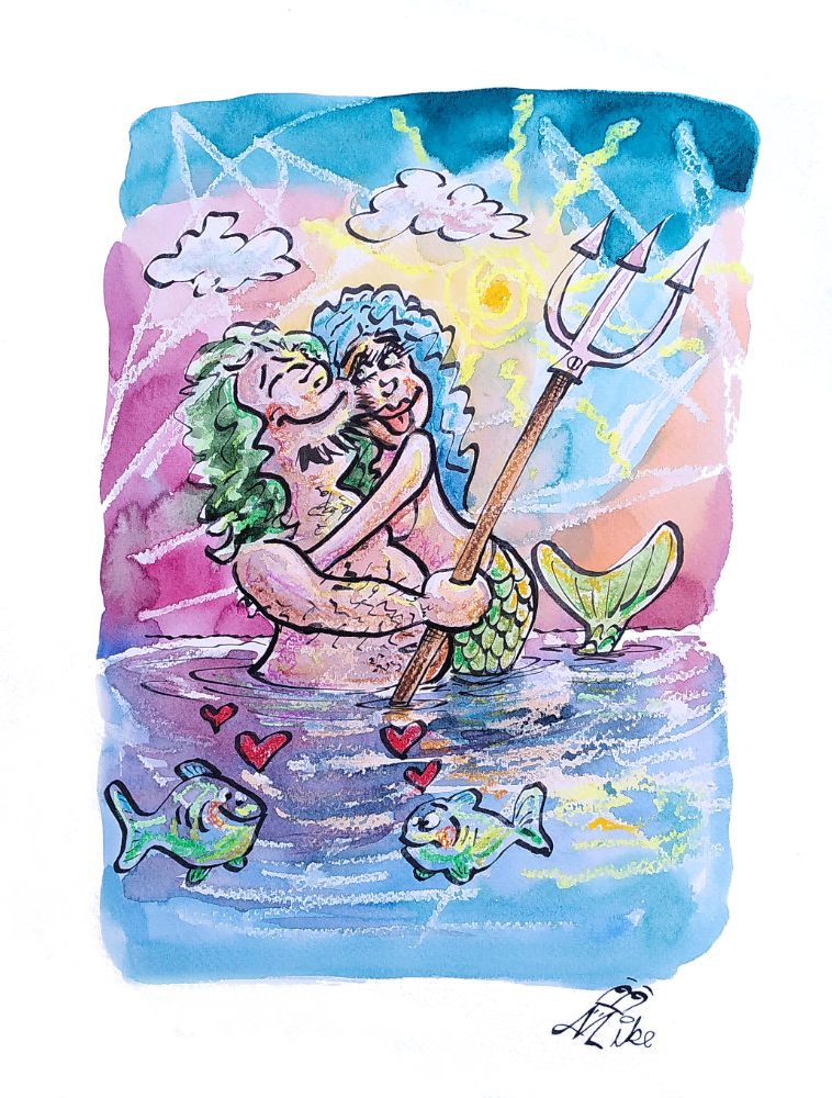 Meerjungfrau live Painting künstlerische Unterhaltung Karikatur Illustration