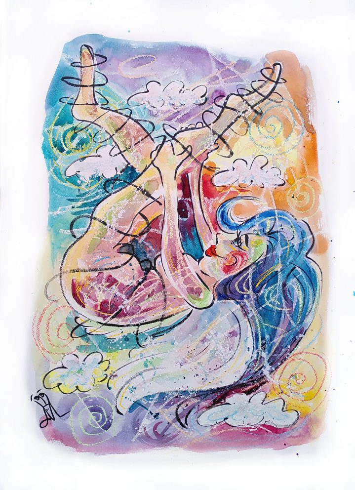 Pilates Engel Karikatur Illustration  live Painting
