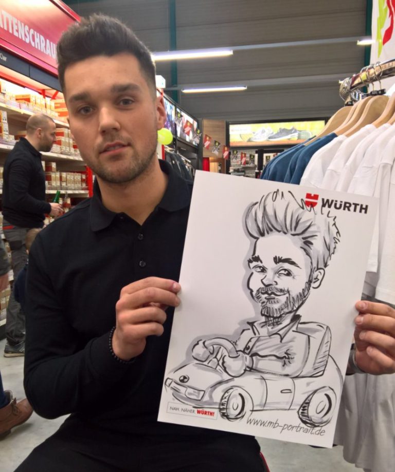 Karikatur Zeichnung, Schnellzeichnung  aus MV, Rostock